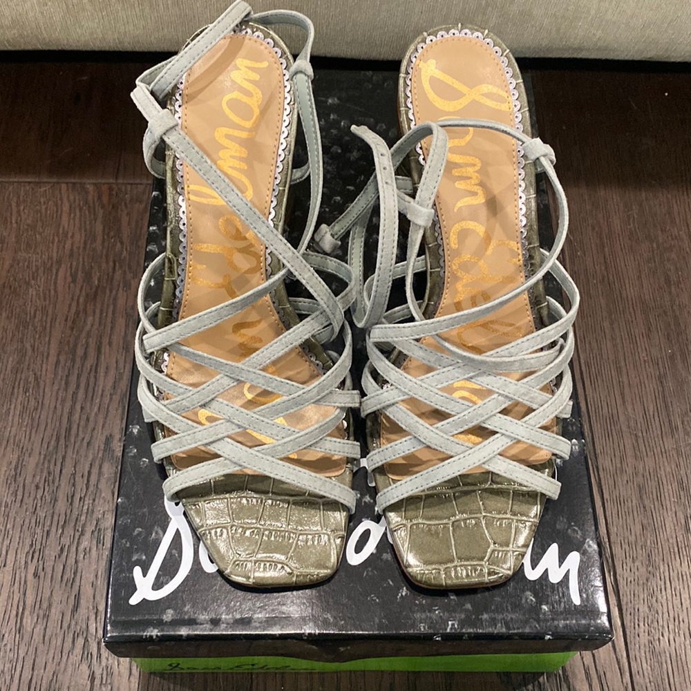 Sam Edelman Daffodil seafoam strappy block heel
